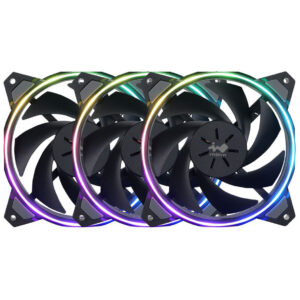 InWin Sirius Loop RGB PWM korpuso ventiliatorius 3er Pack su RGB valdikliu- 120 mm, juodos spalvos