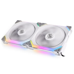 Lian Li UNI FAN SL140 RGB PWM korpuso ventiliatoriai, Double Pack su valdikliu - 140mm, baltos spalvos