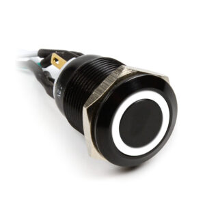 Impactics Vandalism push-button 19mm, IP65, white LED - juodos spalvos