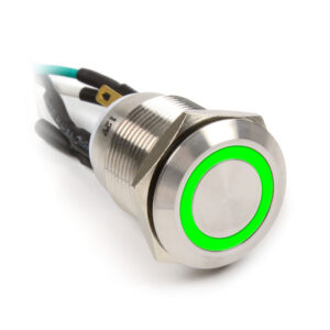 Impactics Vandalism Pushbutton 19mm, IP67, green LED - sidabro spalvos