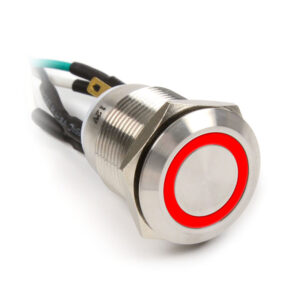 Impactics Vandalism Push Button 19mm, IP67, red LED - sidabro spalvos
