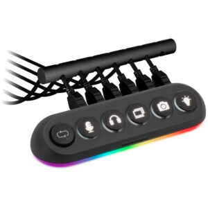 Streamplify HUB DECK 5, 4x USB 3.0, 1x USB 2.0, RGB, 12V, EU Power Cord - juodos spalvos