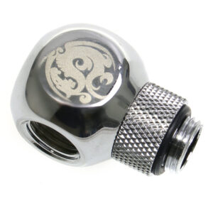 Bitspower adapteris T formos skirstytuvas G1/4 colio AG į 2x G1/4 colio IG – pasukamas, blizgantis sidabras