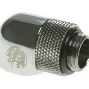 Bitspower adapteris 90 laipsnių kampu, G1/4 colio AG į G1/4 colio IG – pasukamas, blizgantis sidabrinis - Image 1
