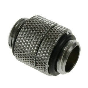 Bitspower adapteris, tiesus, G1/4 colio AG į G1/4 colio AG – pasukamas, blizgus sidabrinis