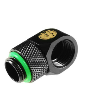Bitspower adapteris 90 laipsnių kampu, G1/4 colio AG į G1/4 colio IG – pasukamas, matinis juodas - Image 1