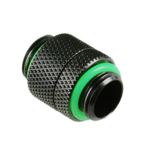 Bitspower adapteris, tiesus G1/4 colio AG į G1/4 colio AG – pasukamas, matinis juodas