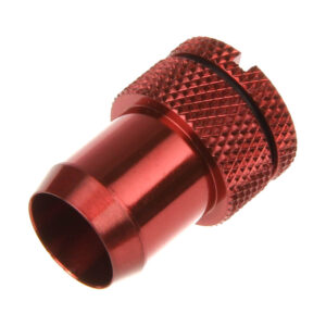Bitspower adapteris, 13 mm ID į G1/4 colio IG, su sandarinimo kamščiu – raudonas