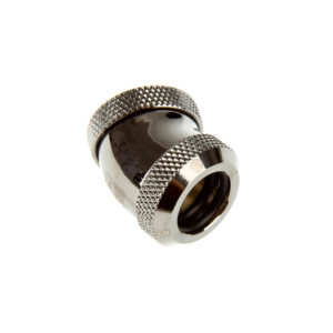 Bitspower daugiasvirtis adapteris, 30 laipsnių, 12 mm išorinis skersmuo, 12 mm, kietasis vamzdis – juodas, blizgus