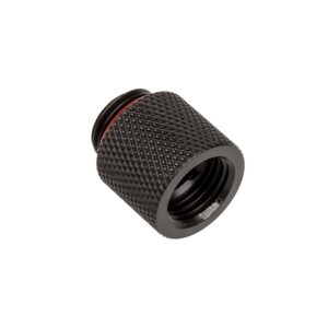 Bitspower adapteris G1/4 colio kištukas į G1/4 colio kištuką – 15 mm, juodos spalvos