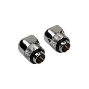 Corsair Hydro X Series Adapter 90 Degree G1/4 inch Male to G1/4 inch Female - 2 Pack, Rotatable, Chrome Silver - Image 1