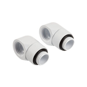 Corsair Hydro X Series Adapter 90 Degree G1/4 Inch Female to G1/4 Inch Female - 2 Pack, Rotatable, White - Image 1