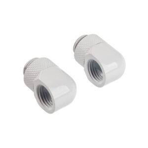 Corsair Hydro X Series Adapter 90 Degree G1/4 Inch Female to G1/4 Inch Female - 2 Pack, Rotatable, White - Image 2