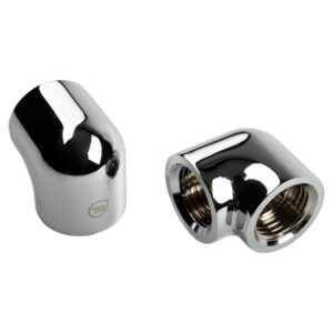 Bitspower Touchaqua Adapter 90 Degree G1/4 Inch Female to G1/4 Inch Female - 2 Pack, silver