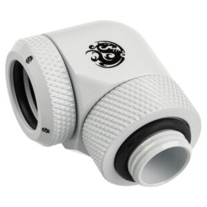 Bitspower Adapter 90 Degree G1/4 Inch Female Thread to 14mm OD Hard Tube - Rotatable, White