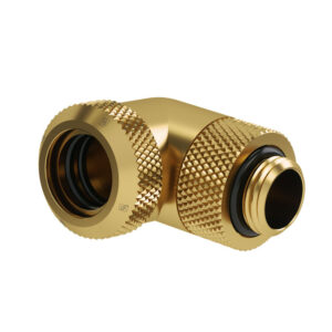 Barrow Multi-Link Adapter Connection 90 Degrees G1/4 Inch Female Thread to 14mm OD Hardtube - Rotatable, Gold - Image 1