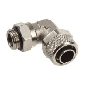 Connection 90 degrees G1/4 inch to 13/10mm - silver glossy