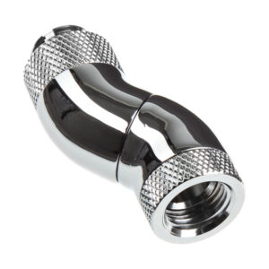 Bitspower Adapter 90 Degree G1/4 Inch Male to G1/4 Inch Female - 3x Rotatable, Shiny Silver