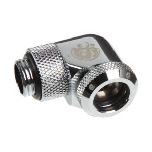 Bitspower Multi-Link Adapter Anschluss 90 Grad G1/4 Zoll AG auf 12mm AD Hardtube - drehbar, silber