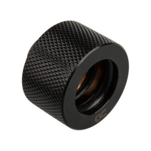 Alphacool HT fitting straight G1/4 inch female thread to 16mm OD hard tube - knurled, black
