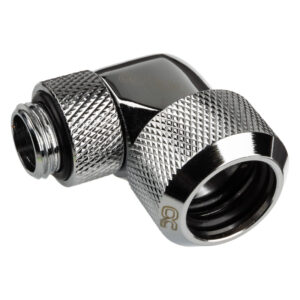 Alphacool Eiszapfen Connector 90 Degree G1/4 Inch Female Thread to 16mm Outer Diameter Hardtube - Rotatable, Shiny Silver