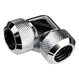 Alphacool Eiszapfen 13mm hard tube screw-in fitting 90 degree L-connector acrylic-brass tubes - chrome