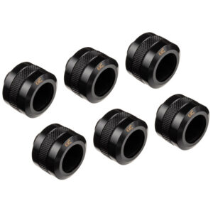 Alphacool Eiszapfen Pro fitting 16mm hard tube G1/4, 6-pack - black