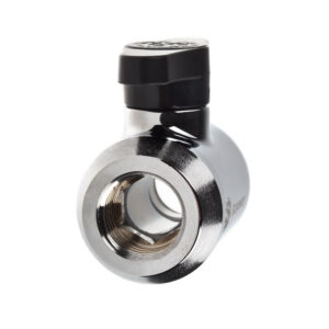 Bitspower Ball Valve 2x Female G1/4 Inch, Black Handle - Shiny Silver - Image 2