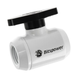 Bitspower Ball Valve 2x Female G1/4 Inch, Black Handle - White