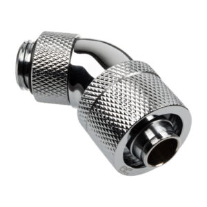 Alphacool HF Connection 45 Degree G1/4 Inch Female Thread to 16/10mm - Rotatable, Chrome Silver