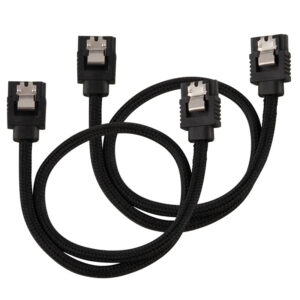 Corsair Premium Sleeved SATA Cable, black 30cm - 2 pack - Image 1