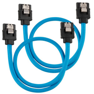 Corsair Premium Sleeved SATA Cable, blue 30cm - 2 pack - Image 1