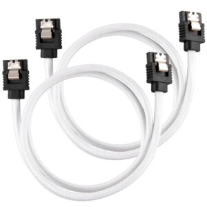 Corsair Premium Sleeved SATA Cable, white 60cm - 2 pack - Image 1