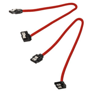 Corsair Premium Sleeved SATA Cable angled, red 30cm - 2 pack - Image 2