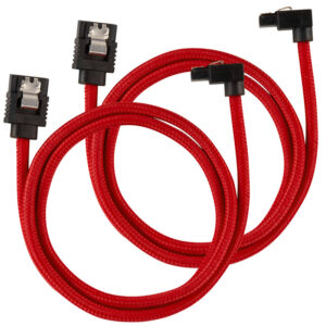 Corsair Premium Sleeved SATA cable angled, red 60cm - 2 pack