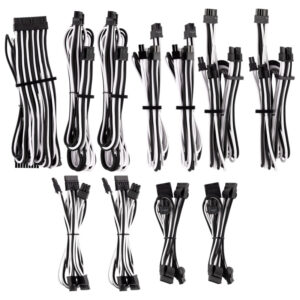 Corsair Premium Pro Sleeved Cable-Set (Gen 4) - baltos spalvos/juodos spalvos