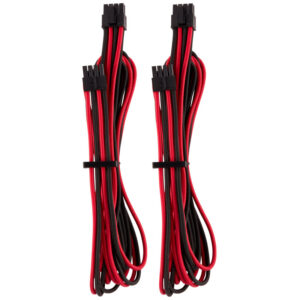 Corsair Premium Sleeved EPS12V ATX12V Cable, Double Pack (Gen 4) - raudonos ir juodos spalvos