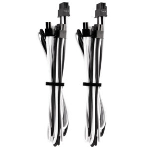 Corsair Premium Sleeved PCIe Single-Cable, Doppelpack (Gen 4) - baltos spalvos/juodos spalvos
