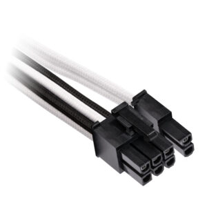 Corsair Premium Sleeved PCIe Single-Cable, Doppelpack (Gen 4) - baltos spalvos/juodos spalvos - Image 2