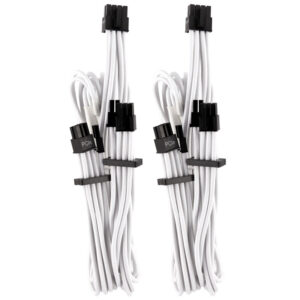 Corsair Premium Sleeved PCIe Dual-Cable, Doppelpack (Gen 4) - baltos spalvos