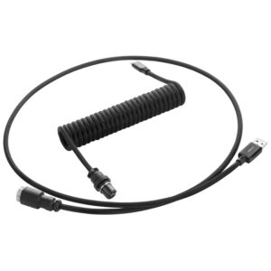 CableMod PRO Coiled Cable susuktas klaviatūros laidas USB-C į USB Type A, Midnight Black - 150cm