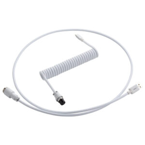 CableMod PRO Coiled Cable susuktas klaviatūros laidas USB-C į USB Type A, Glacier White - 150cm - Image 1
