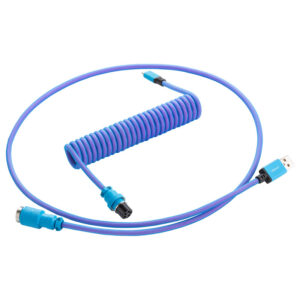 CableMod PRO Coiled Cable susuktas klaviatūros laidas USB-C į USB Type A, Galaxy Blue - 150cm