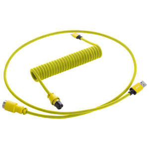 CableMod PRO Coiled Cable susuktas klaviatūros laidas USB-C į USB Type A, Dominator Yellow - 150cm