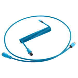 CableMod PRO Coiled Cable susuktas klaviatūros laidas USB-C į USB Type A, Specturm Blue - 150cm