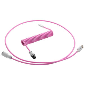 CableMod PRO Coiled Cable susuktas klaviatūros laidas USB-C į USB Type A, Strawberry Cream - 150cm