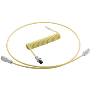 CableMod PRO Coiled Cable susuktas klaviatūros laidas USB-C į USB Type A, Lemon Ice - 150cm