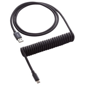 CableMod Classic Coiled Cable susuktas klaviatūros laidas USB-C į USB Type A, Midnight Black - 150cm