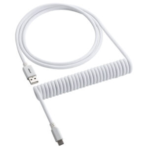CableMod Classic Coiled Cable susuktas klaviatūros laidas USB-C į USB Type A, Glacier White - 150cm