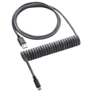 CableMod Classic Coiled Cable susuktas klaviatūros laidas USB-C į USB Type A, Carbon Grey - 150cm
